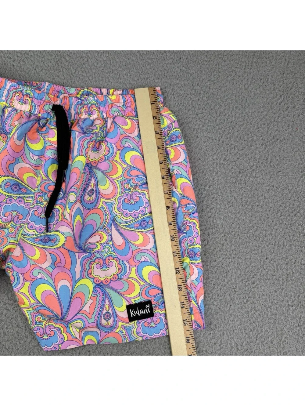 Kulani Kinis Men's Small Tropical Swim Trunks Colorful Groovy Floral Lined